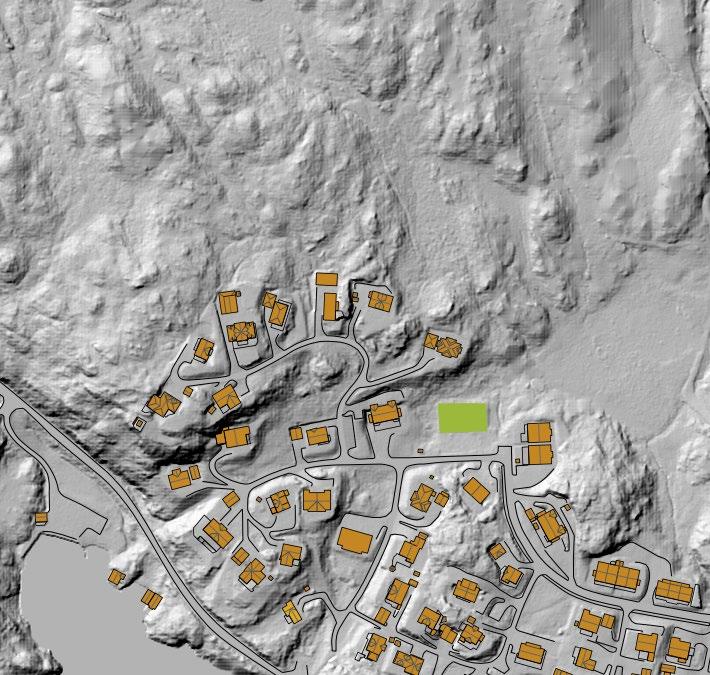 Via ein digital terrengmoddel (DTM) er det tydlege teikn til at det er berg i dagen i den aktuelle skråninga.