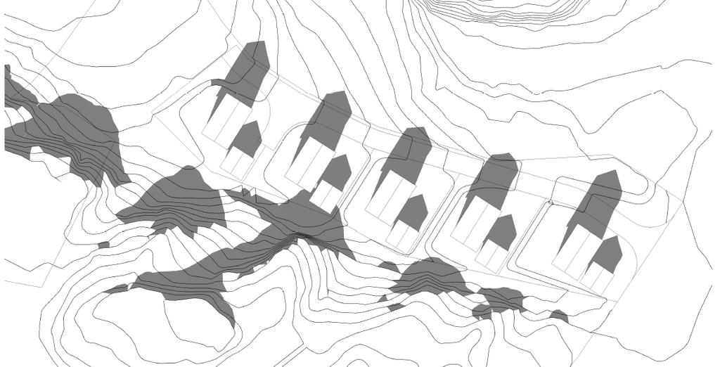 Side 6 Boligtomtene varierer i størrelse fra 521m 2 til 628m 2. De har noe helning mot vest og det vil kunne bli noe utsikt mot sjøen fra alle boligene. 5.2. Utnyttelsesgrad og uteoppholdsareal Maks BYA er i bestemmelsene satt til 130 m 2 for bolig.