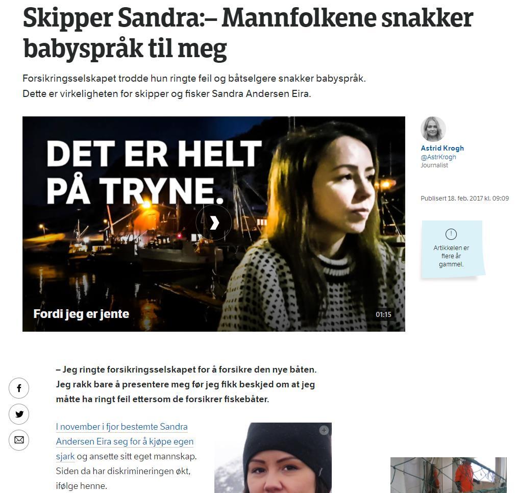 Foto: Skjermdump fra NRK.no 2 2.1.2 Status og utfordringer Norge er rangert som et av de mest likestilte landene i verden, nummer 2 av 153 land ifølge Global Gender Gap Report 2020.