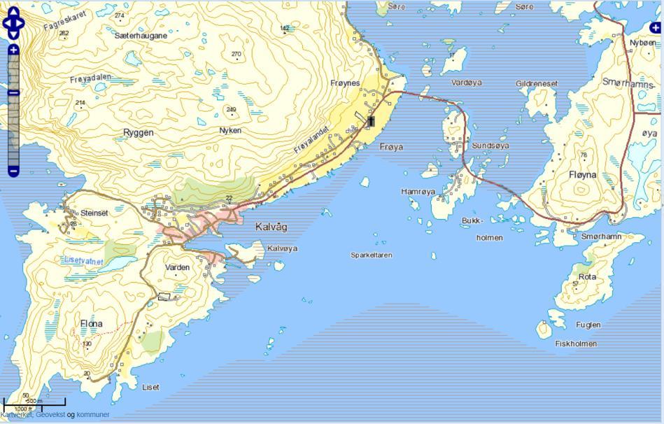 Rapport Forprosjekt Kalvåg fiskerihavn Side 46 av 67 Gyteområde Et område ved Kalvåg er registrert som gyteområde.