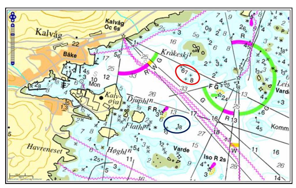 Rapport Forprosjekt Kalvåg fiskerihavn Side 62 av 67 Ytre havn: Det skal etableres en grønn HIB ved Storeflua (betongfundament).