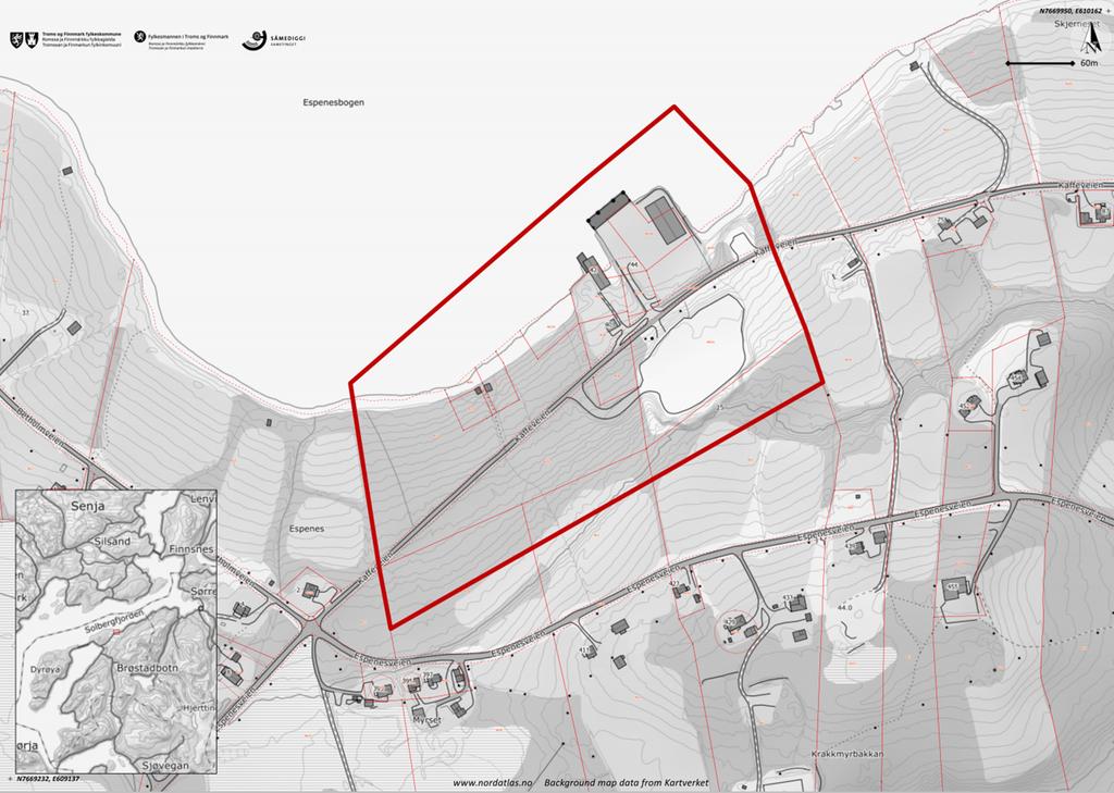 3 PLANOMRÅDET Figur 1: Planavgrensning angitt med rød strek 4