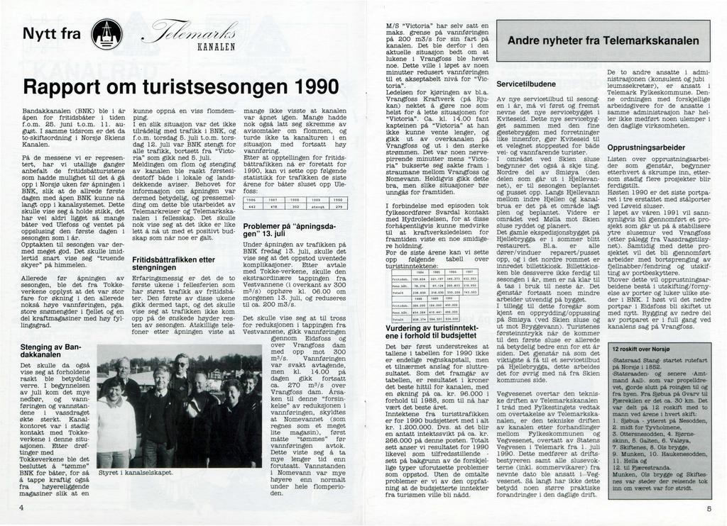 Nyttfra 19 J~ U\N ALEN Rapport om turistsesongen 1990 kunne oppna en viss flomdem- mange ikke visste at kanalen var apnet igjen. Mange hadde ping.