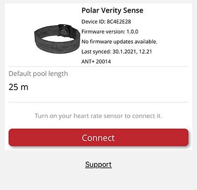 INNSTILLINGER INNSTILLINGER I POLAR FLOW-APPEN Før du kan redigere innstillingene til Verity Sense i Polar Flow-appen, må du koble sensoren til appen. Flere opplysninger finner du under Tilkobling.