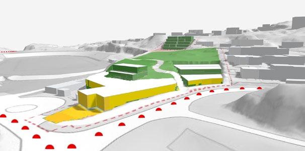 DISPONERING Stedsanalysen for planområdet avdekker et behov for en nærbutikk for dagligvarer i og omkring planområdet. KPA2018 åpner for næringsvirksomhet opptil 1500m2.