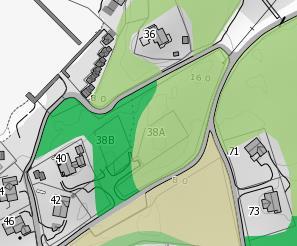 Figur 9, kartutsnitt fra skog+landskap NATURBASE: Det er ikke registrert spesielle