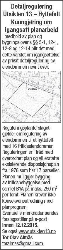 Det er sendt varslingsbrev til regionale myndigheter og berørte parter i henhold til varslingsliste utarbeidet av Røros Kommune. Varsel ble sendt 18.11.