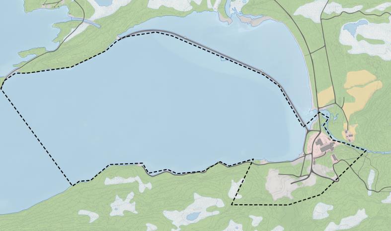 Planområdet sør for Orvatnet ligger i fjellområder med myr og fjellbjørkeskog. Det er bygd syv luftesjakter i tilknytning tidligere gruvedrift.