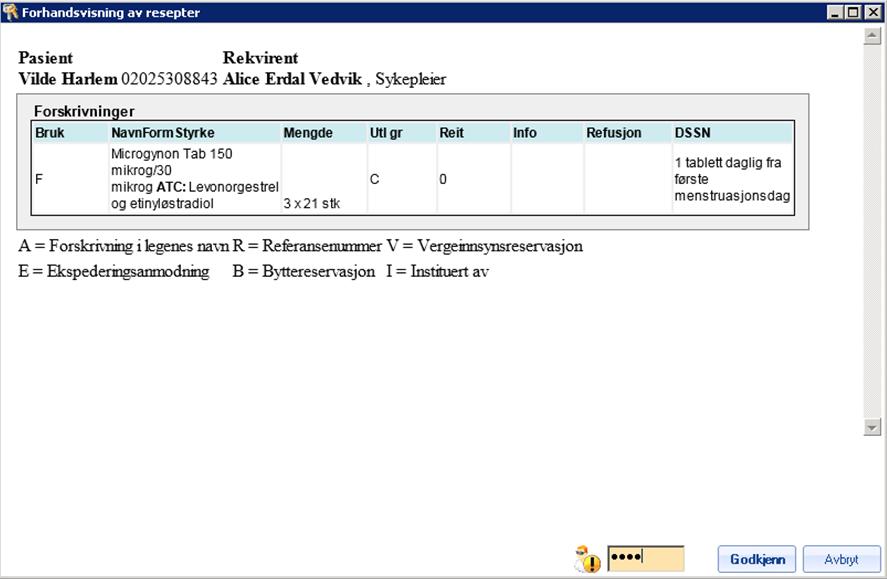 Resepter som er klare til signering har statusen