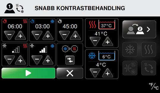 STÄLLA IN START- OCH SLUTBEHANDLINGEN I SNABB KONTRASTBEHANDLING När tillfället startar visas tillfällets tid som en nedräkning för den totala behandlingstiden på skärmen Behandlingsstatus.