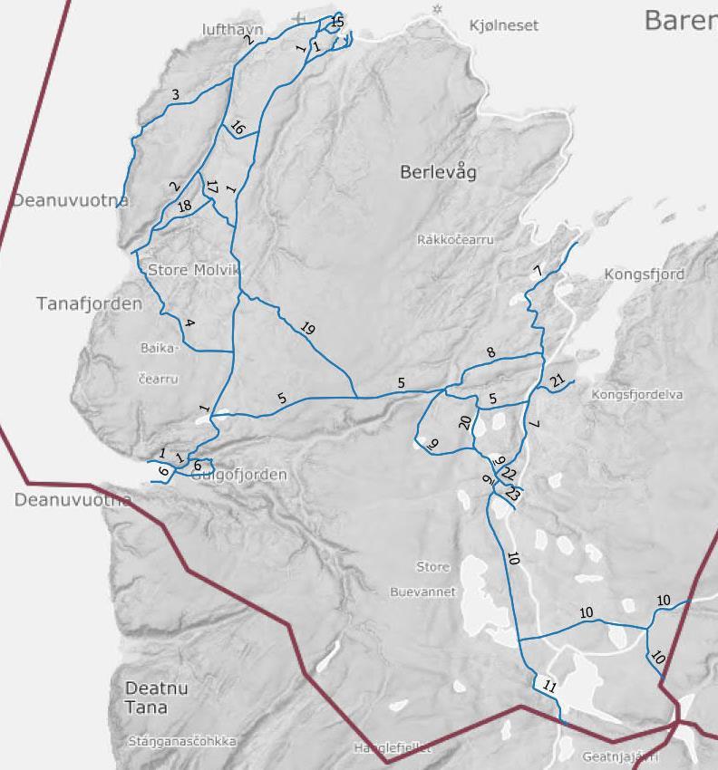 5 av 39 Løypenettverk iht. snøskuter i 2021 Figur 1: Oversiktskart av snøskuterløyper i.