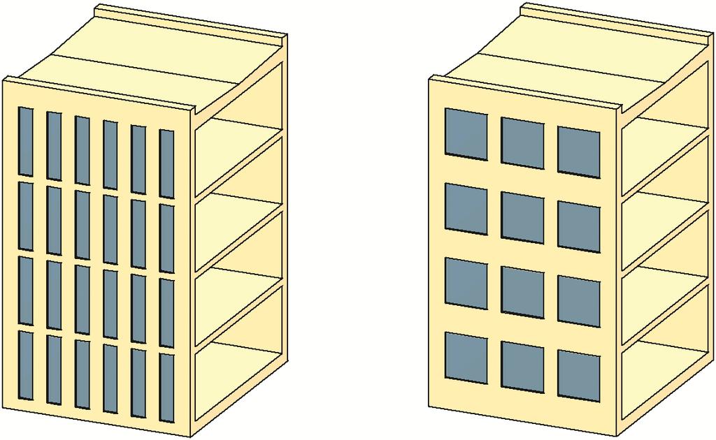 473.010 Figur 332 a og b viser beregnet dagslysfaktor for to like rom med samme totale vindusareal, men med ulik plassering av vinduene i fasaden.