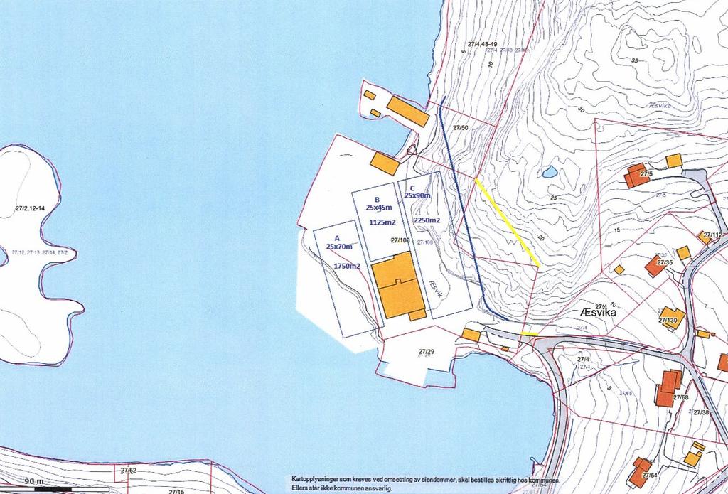 Figur 3 - Kart med planlagt bygningsmasse for 500 tonns