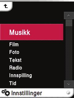 Innstillinger Oppsettmeny Søkeintervall Du kan velge bildeskiftintervallet for lysbildevisningen. - Du kan velge mellom [3 sek.], [5 sek.], [10 sek.], eller [30 sek.]. Tekster Du kan vise sangteksten dersom musikkfilen støtter lyrikk.