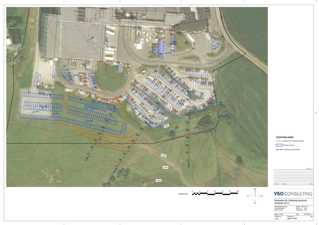 16 PP 4 PP 1 8 PP 1 53 154 155 156 80 EVT FORSTØTNINGSMUR 87 100 110 112 95 90 80 60 PP 24 PP Ny parkeringsplass 152,5-153 Ca kote 60 70 80 90 16 0.00 70 60 152 151 150 1 1 6 PP 149 20 30 40 1:4.