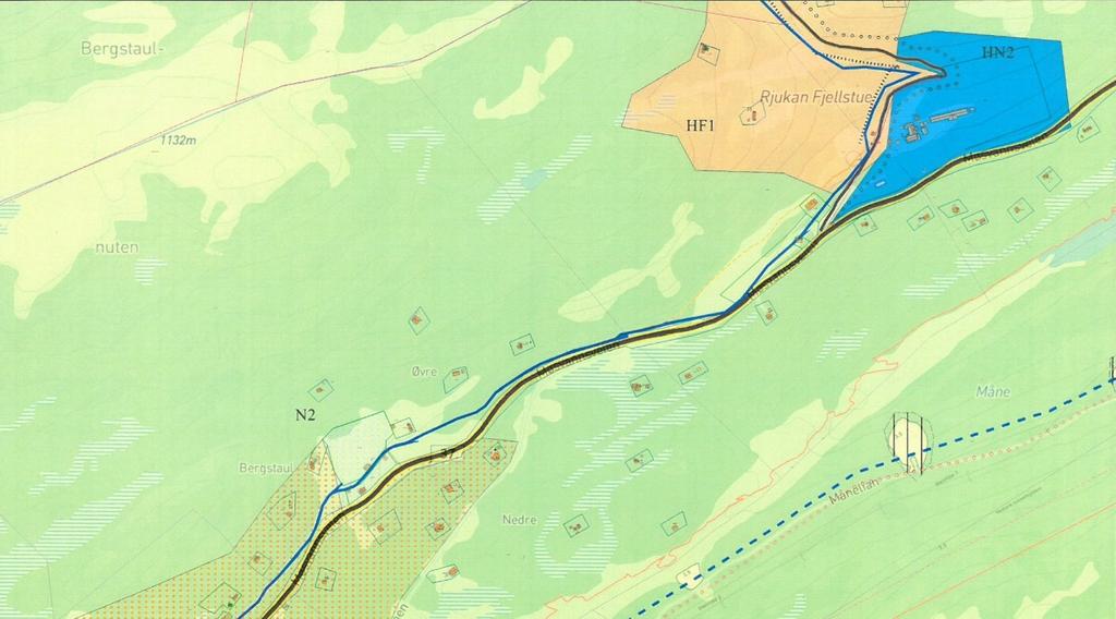 Planbeskrivelse: Kap. 4.3, Hylldalen Det foreslås at hver tomt kan bebygges med inntil 100 m2 fordelt på hytte (80 m2) og inntil to uthus.