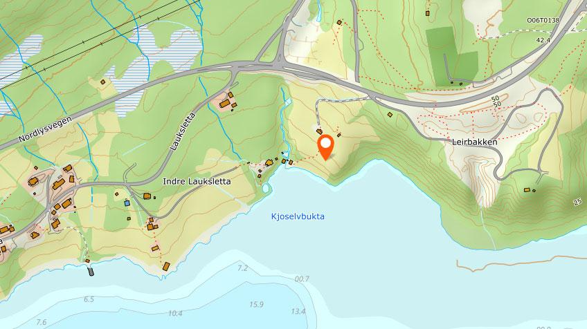 UAK geoteknikk E8 Sørbotn Laukslett Uavhengig kvalitetssikring geoteknikk multiconsult.no Figur 1: Kart som viser hvor fyllingen og motfyllingen planlegges (norgeskart.