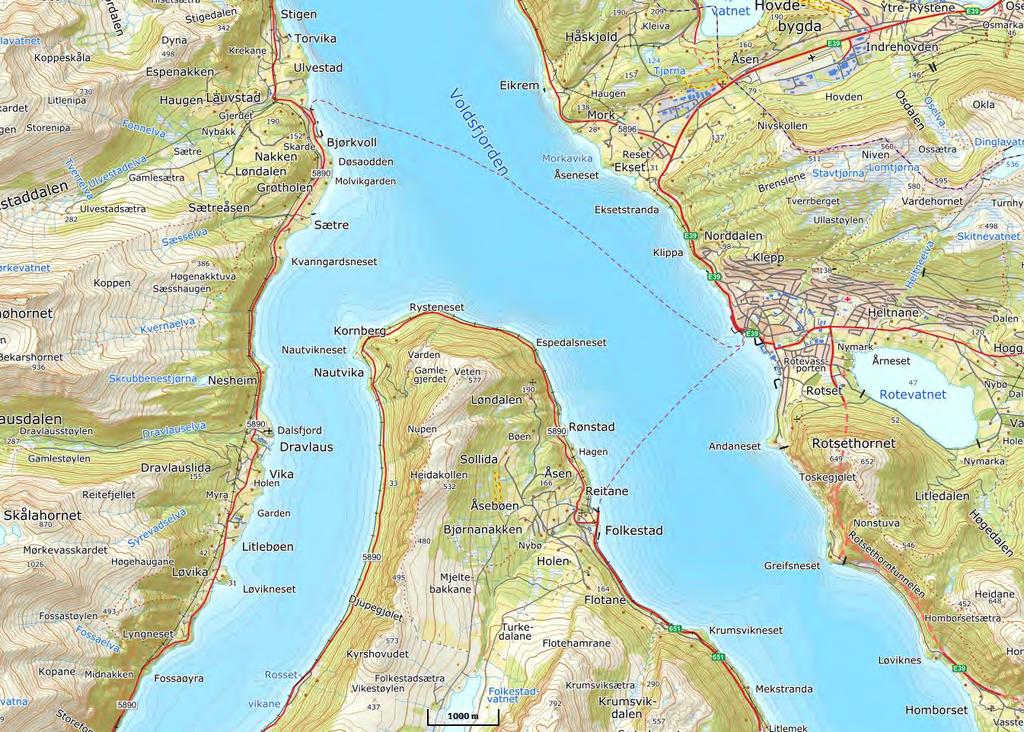 FOR KRYSSING AV DALSFJORDEN Kommunedelplanen skal ta stilling til val av utbyggingsalternativ, bruløysing, vegstandard og vegløysingar på fastlandsidane for tilkopling til eksisterande vegnett.