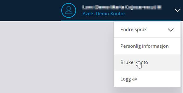 Azets / Implementering av tofaktorautorisering i CoZone 3 1. For å komme i gang, gå til innstillingene for Brukerkonto (logg inn, klikk på navnet ditt øverst til høyre) 2.