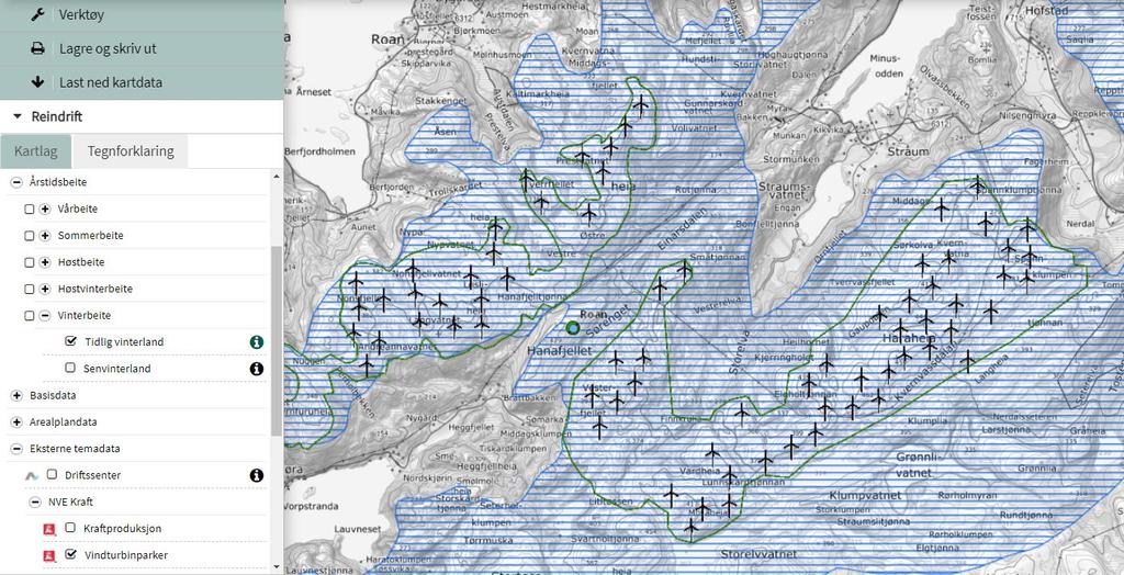 arealinngrep i Tenge m.fl. (2017). Muligheten til å kople flere kartdatatyper i lag er svært viktig for å synliggjøre kumulative effekter og sikre reindriftens arealer i et fremtidig perspektiv.