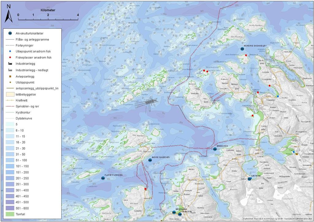 Sjøkart del 2 [1:50 000] Dybder, kabler og utslipp Firma: Måsøval AS Målestokk: 1:50 000 Dato:25.08.