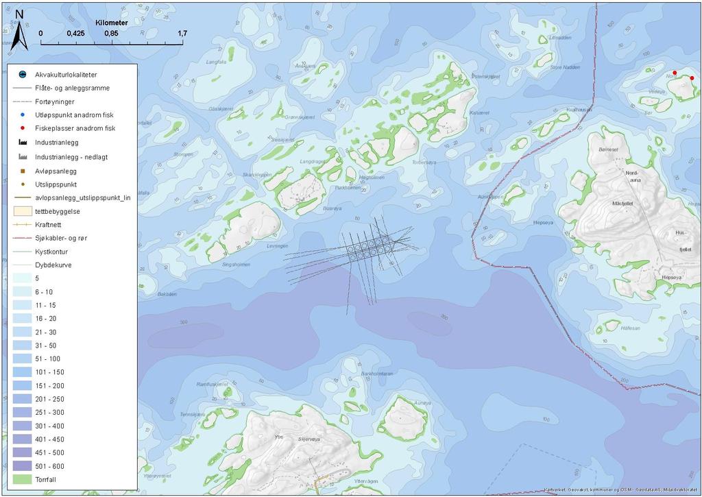 Sjøkart del 2 [1:20 000] Dybder, kabler og utslipp Firma: Måsøval AS Målestokk: 1:20 000 Dato:25.08.