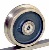Løse hjul Støpejern med flens Bruk/ egenskaper: Skinnegående, høy bæreevne og slitestyrke, høy bruksverdi, meget lav rullefriksjon, høy temperatur, tåler meget hard behandling.
