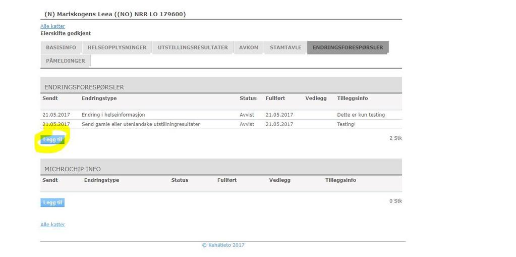 I nedtrekksmenyen på siden du kommer til velges fanen «Send inn gamle eller utenlandske utstillingsresultater».