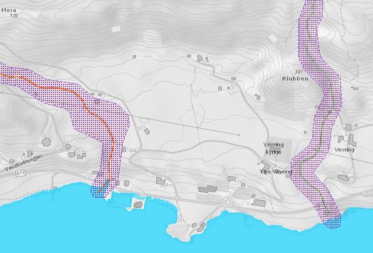 I tillegg til stormflo vil samtidig bølgjepåverknad medføre påverknad endå lenger inn på lande enn sehavnivå viser.