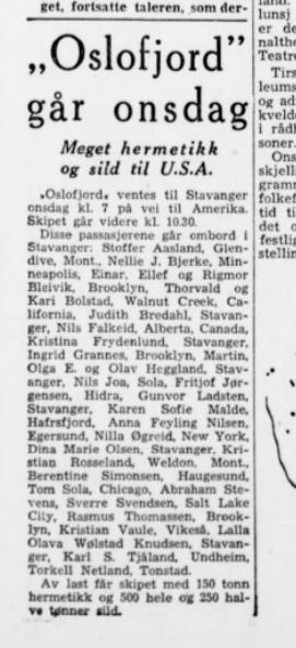 8.7: Vedlegg 7: Utklipp fra Stavanger Aftenblad arkiv: A) Dato: 21. mars 1950.