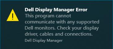Hvis DDM ikke kan oppdage og/eller kommunisere med en støttet Dell-skjerm, kan du prøve følgende trinn for å feilsøke: 1. Sørg for at signalkabelen er riktig koblet til skjermen og datamaskinen.