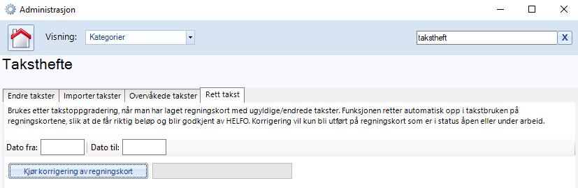 skjer automatisk i CGM Journal. Systemet sjekker hver natt og legger inn nye tilgjengelige takster. OBS! takstene er noe forsinket, men forventes lansert 02.09.