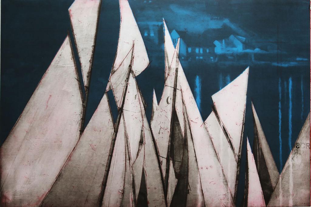 Voiles / Night & Day / Blue House ( Kragerø) Etching / Polymer print 88