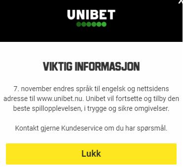 Side 3 av 9 Melding fra Unibet til norske kunder om overgangen fra no.unibet.com til unibet.nu.