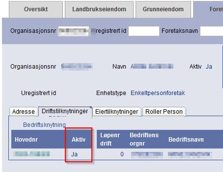 For saksbehandler kjøres følgende kontroll (når saksbehandler klikker «Oppdater driftssenterets plassering»): - Har foretaket en driftstilknytning i Landbrukregisteret?