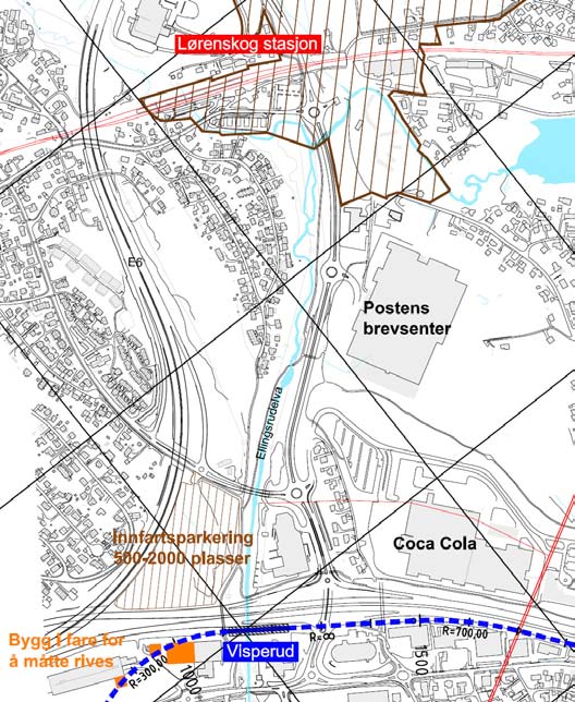 5.2.3 Innfartsparkering ved Visperud stasjon I forbindelse med T-baneetableringen vil det kunne være mulig å etablere en omfattende innfartsparkering knyttet opp mot Visperud stasjon. Opp i mot ca.