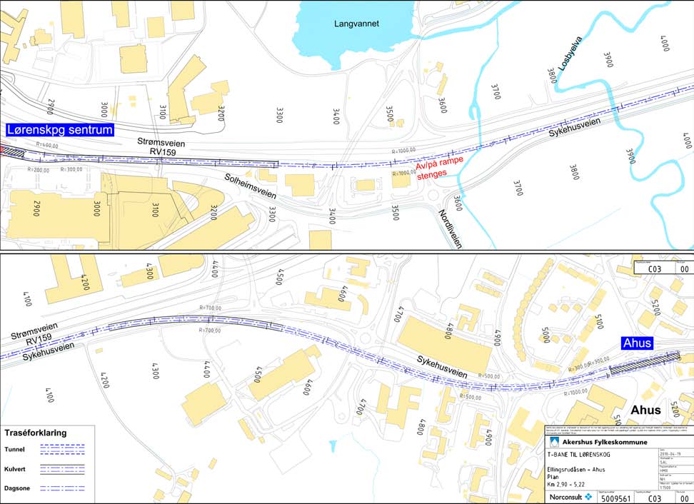 5.2.7 Delstrekning Ahus Lillestrøm (etappe 4) Vurderte traséalternativer Mellom Ahus og Lillestrøm kan det tenkes to alternative trasévalg: 1. Direkte trasé fra Ahus til Lillestrøm. 2.