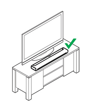 6 Velge plassering Produktguide PLAYBARs fleksible design gjør at den kan orienteres på flere måter. Du kan montere den på veggen over eller under TV-en eller på et bord.