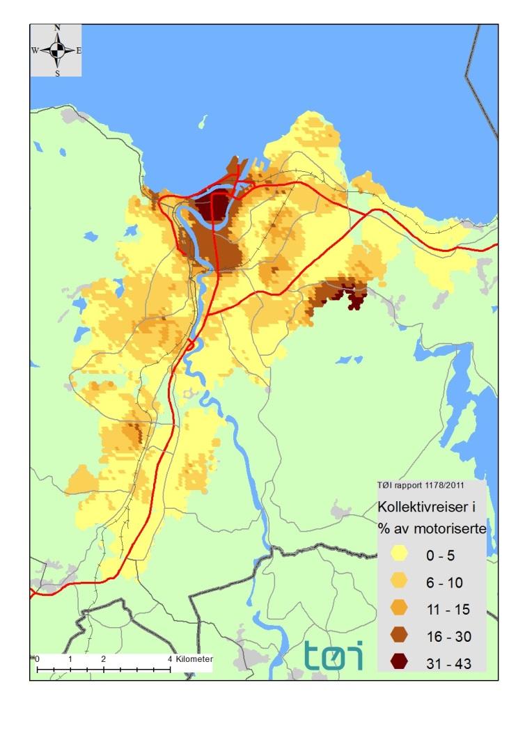 Godt eksempel på mål for arealutvikling Miljøpakken Trondheim: 80% av tilveksten av nye boliger skal skje innenfor