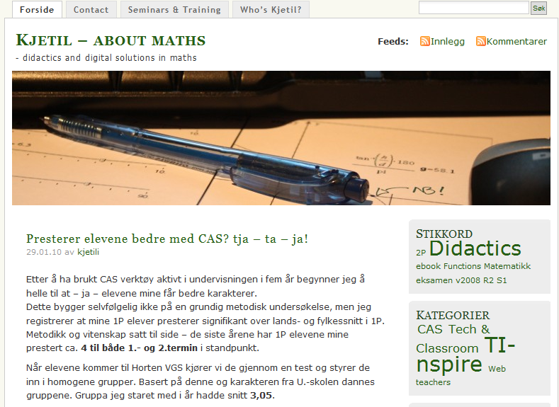 59 www.kjetili.wordpress.com Dette er min blogg hvor jeg skriver om matematikk, digitale verktøy og TI nspire.