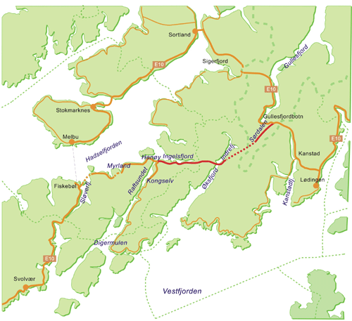 214 LOFAST vil gi en region med ca. 25 000 innbyggere fast vegforbindelse til fastlandet, og dermed gi fergefri forbindelse til fastlandet for Lofoten.