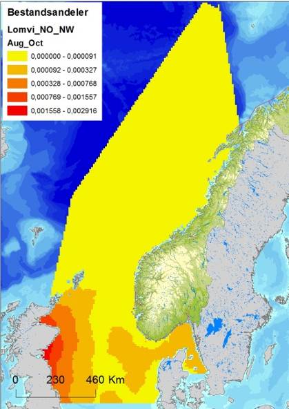 Figur 7-19 Fordeling av lomvi (Uria aalge) i Nordsjøen og    Dato: