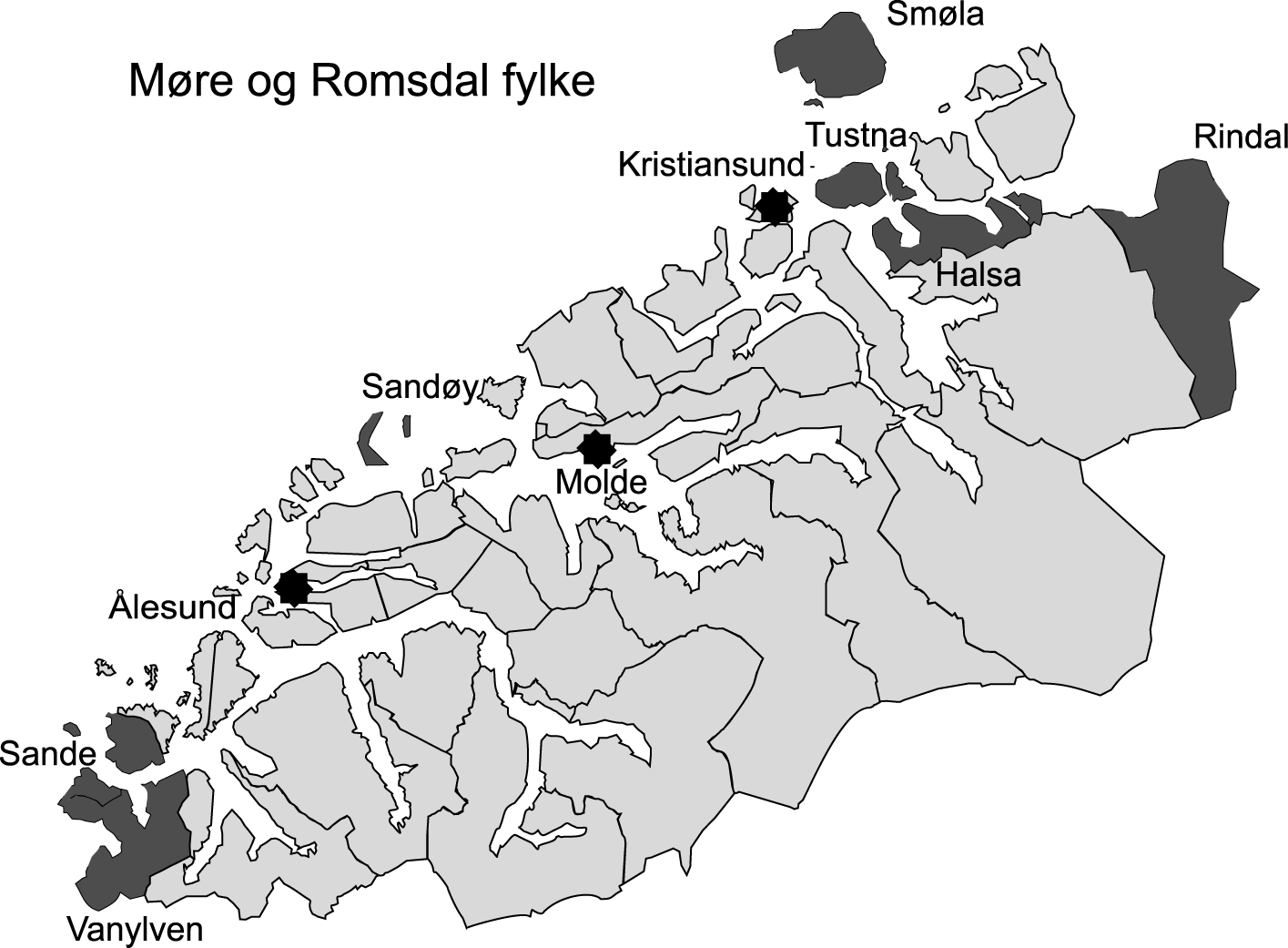 92 TIDSSKRIFT FOR UNGDOMSFORSKNING Figur 1. Dei sju kommunane i Møre og Romsdal som var med i undersøkinga. I alle undersøkingar av dette slaget vil det vere ein risiko for sjølvseleksjon.