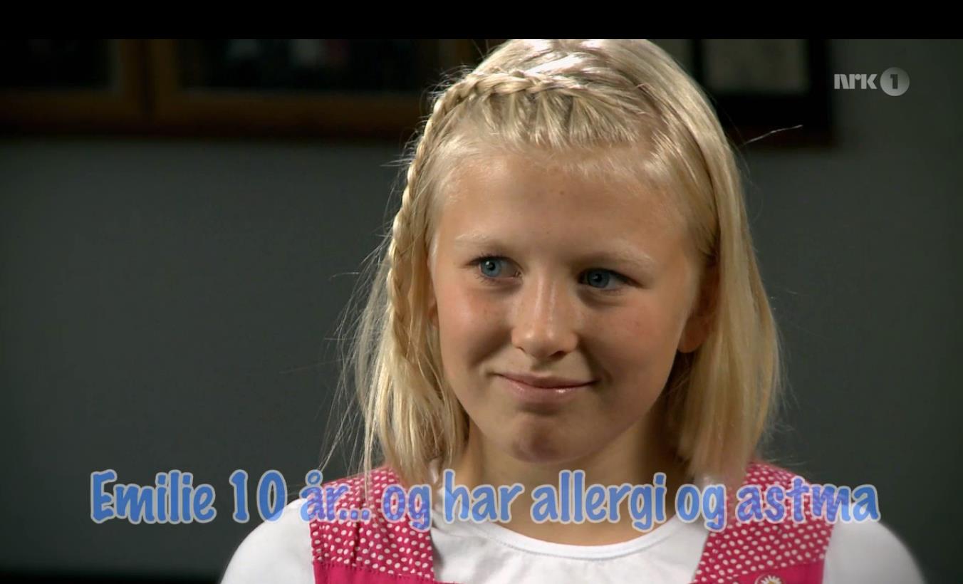 Emilie 10 år og har Allergi og Astma Emilie er 10 år, og hun har taget