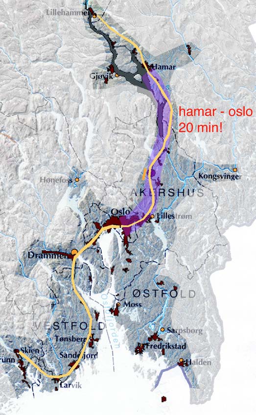 Hovedidéen i vårt forslag kan beskrives som MJØSA INN TIL HAMAR OG HAMAR UT TIL MJØSA.