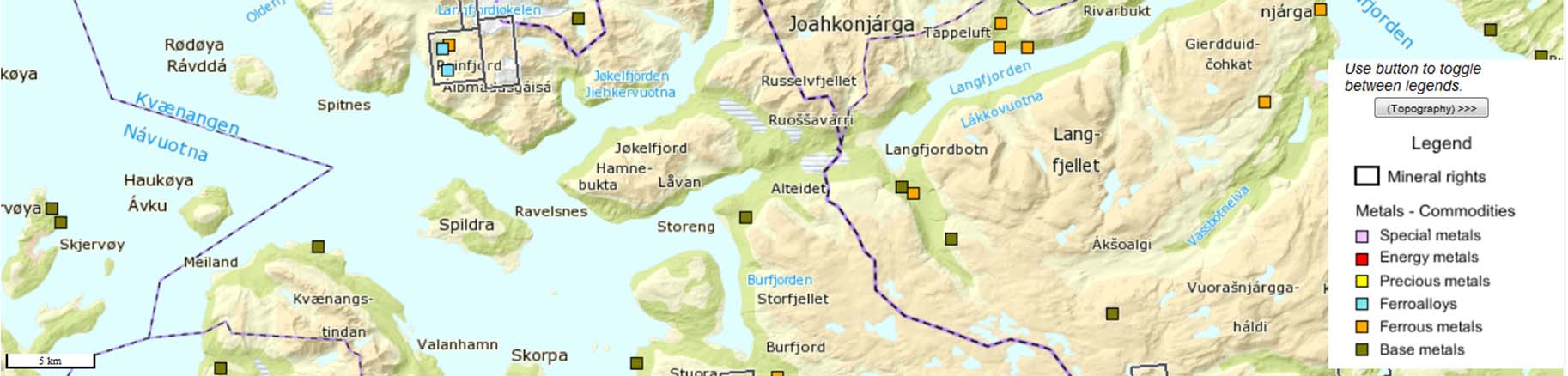 Claims NM Reinfjord Claims 5 km Leterettigheter areal: