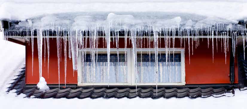 Frostsikring av takrenner og nedløp Varmekabler er svært velegnet til å sikre is- og snøfrie takrenner og nedløp.