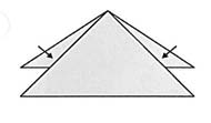 Fig 1 Fig 2 Mulig spørsmål til elevene: Hvor mange trekanter kan du se på det kvadratiske arket? 2. Bruk nå de to brettekantene til å lage en trekant ved å folde inn rektangelkanten (fig 3).