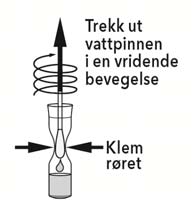 6. Bland løsningen kraftig på nytt ved å støte vattpinnen 5 ganger opp og ned i røret. 7.