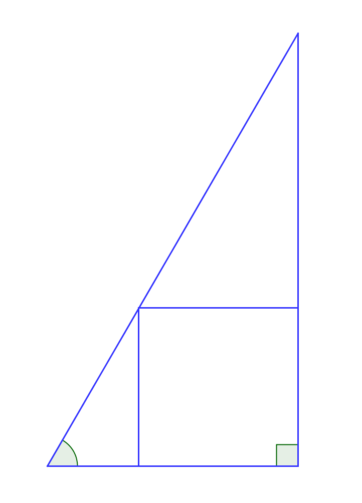 Oppgave 13 Et kvadrat BCDF med side 10,0 m er innskrevet i ACE og A 60. Se skissen nedenfor.